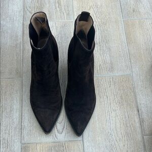 Gianvito Rossi Dark Brown Pointed-Toe Suede Ankle Booties